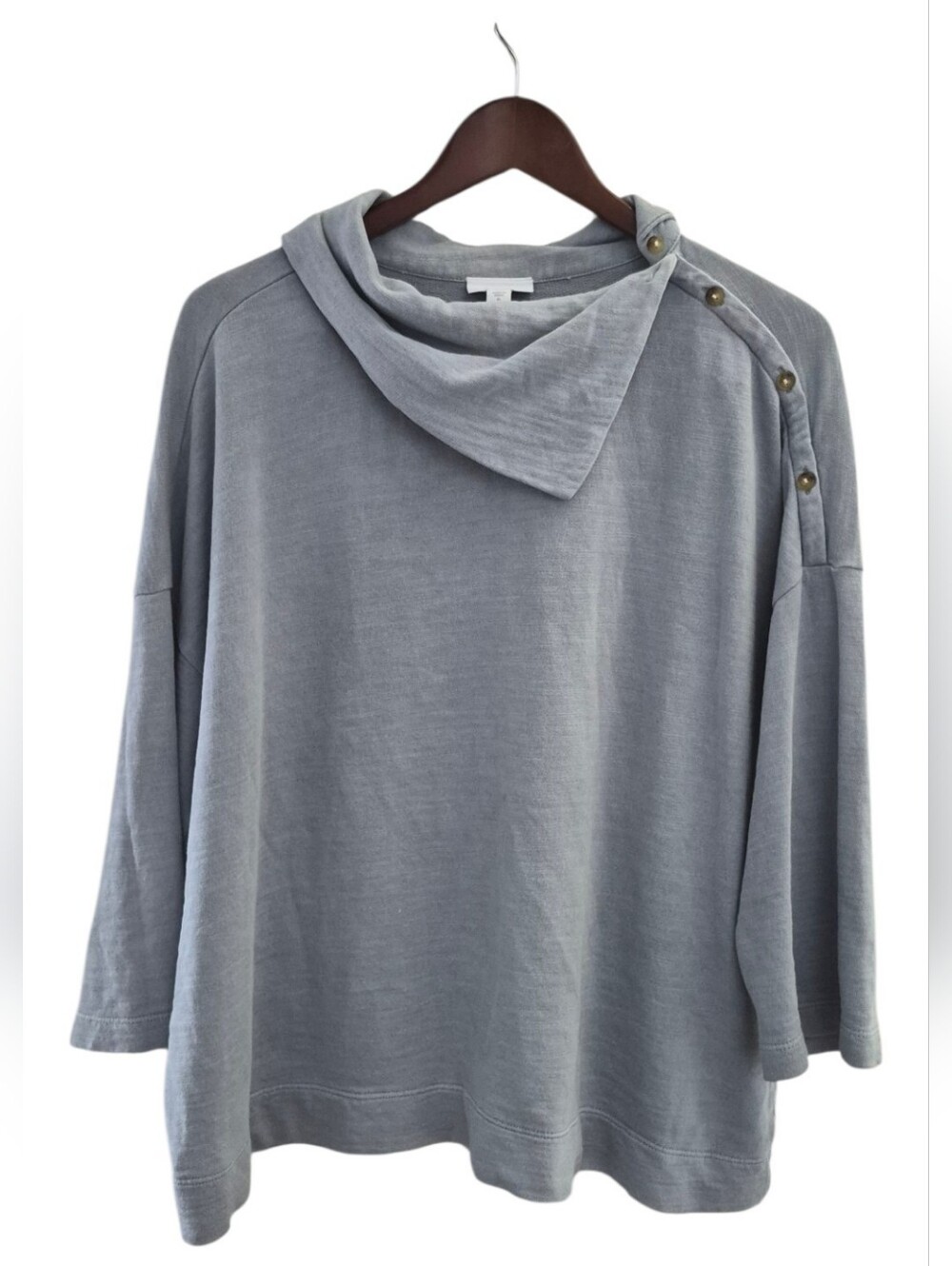 PURE JILL Womens Split Neck Knit Top Size XL.Terry Lined 3/4 Sleeve Boxy Casual - Picture 2 of 9